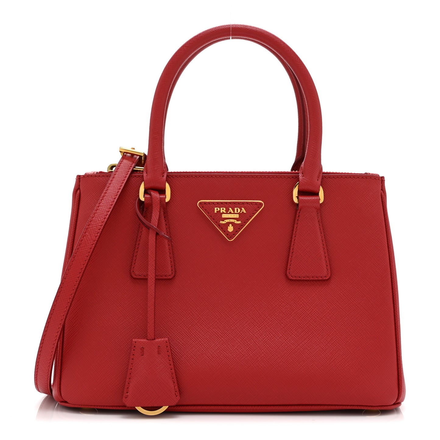 Saffiano Lux Small Galleria Double Zip Tote Fuoco