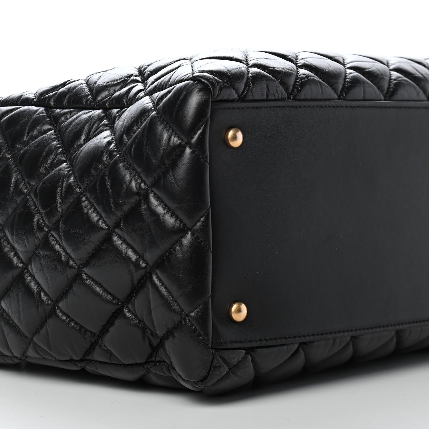 Chanel Aged Calfskin Quilted Large Coco Handle Shopping Tote Black 9 of 10