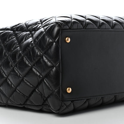 Chanel Aged Calfskin Quilted Large Coco Handle Shopping Tote Black 9 of 10