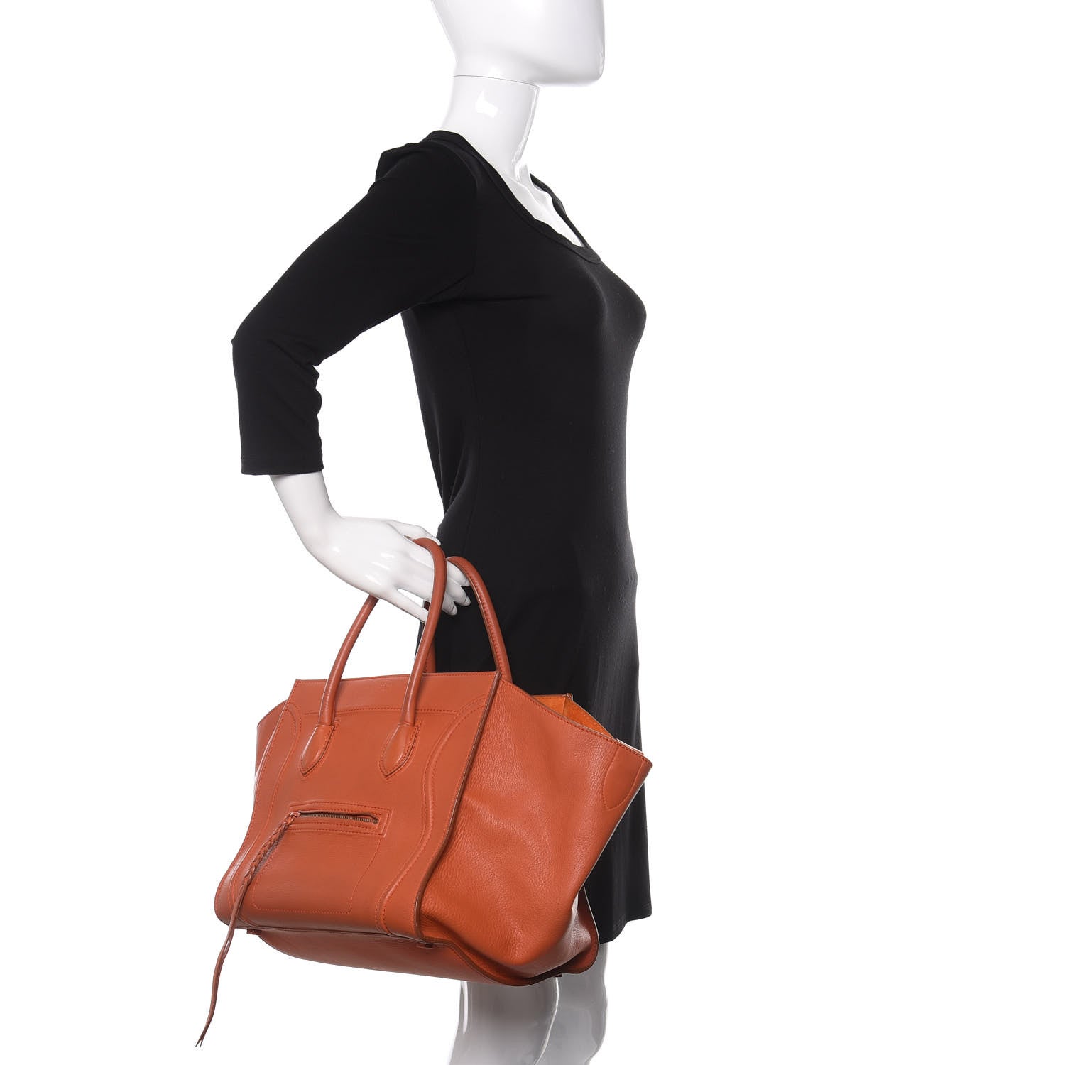 Celine Supple Calfskin Medium Phantom Luggage Orange 2 of 10