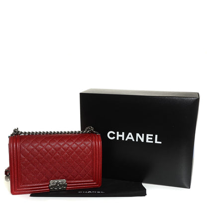 Chanel Caviar Quilted New Medium Boy Flap Dark Red 5 of 9