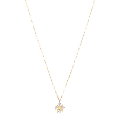 Tiffany Platinum 18K Yellow Gold Diamond Schlumberger Lynn Pendant Necklace 1 of 4