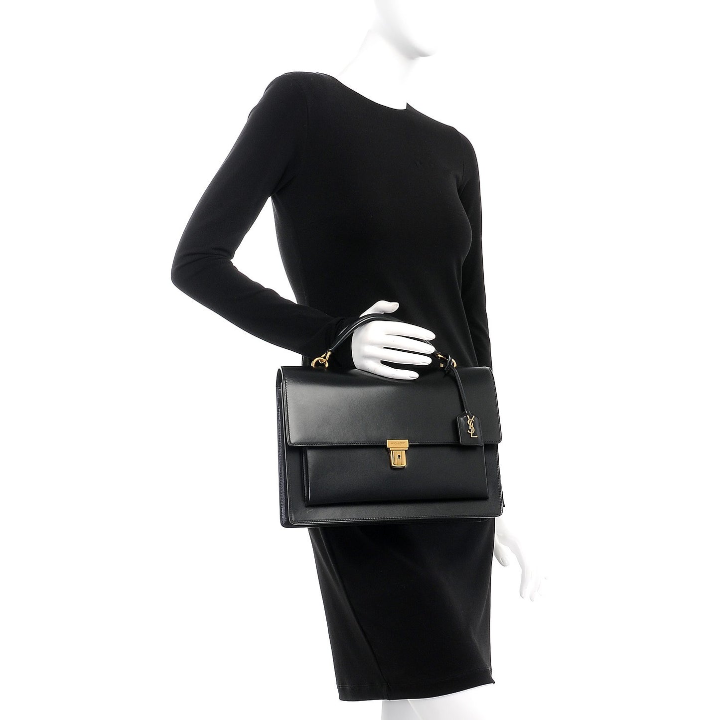 Calfskin Large Highschool Satchel Black