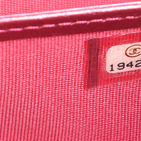 Chanel Metallic Patent Quilted Boy L-Gusset Zip Wallet Pink 8 of 8