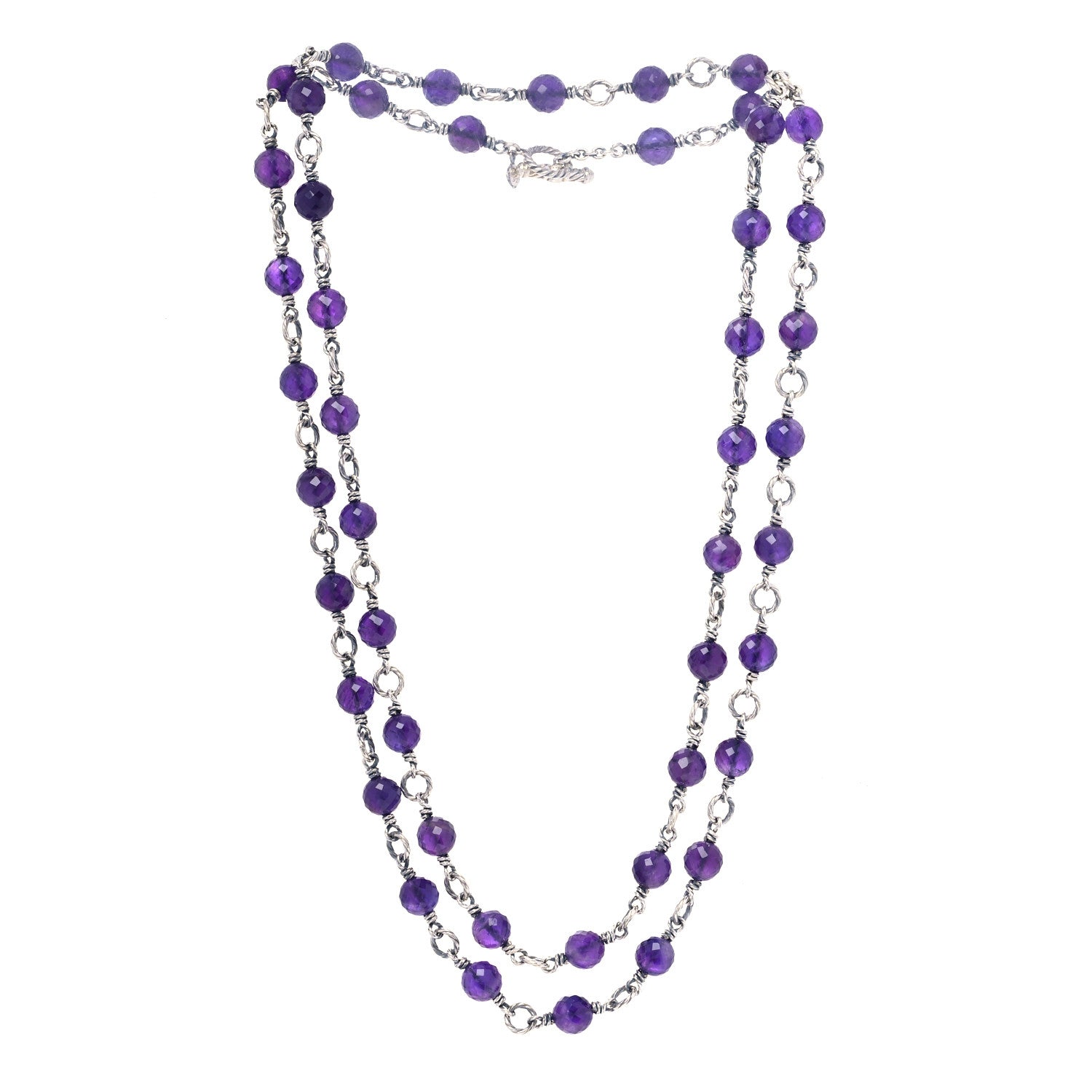 David Yurman Sterling Silver Amethyst Bead Chain Necklace 2 of 4