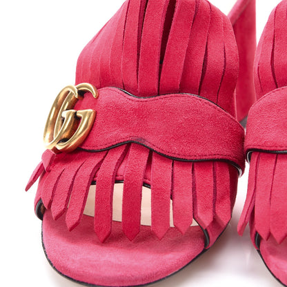 Gucci Kid Scamosciato GG Marmont Fringe 75mm Slide Sandals 36 Hot Pink 9 of 9