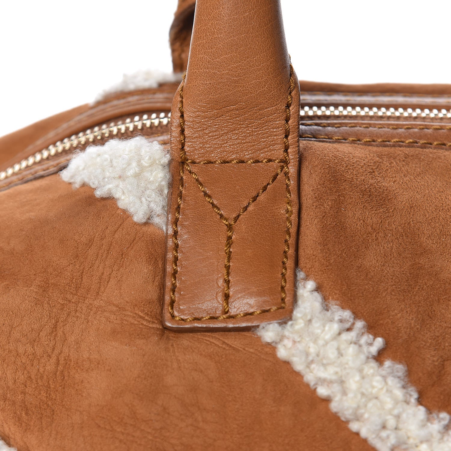 Saint Laurent Suede Shearling Medium Easy Sac Tan 9 of 15