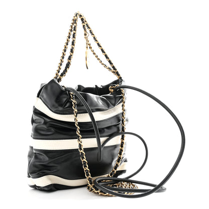 Chanel Shiny Calfskin Striped Mini Chanel 22 Black White 3 of 10