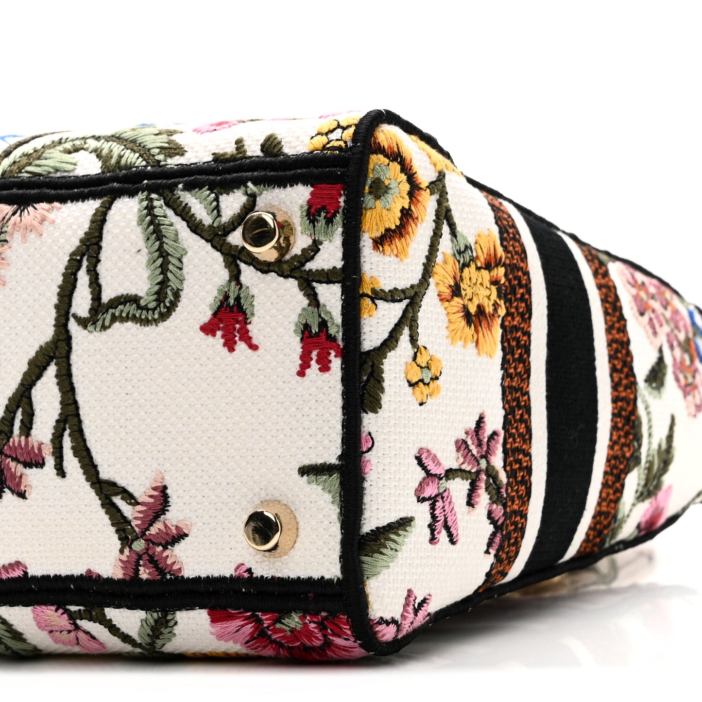 Canvas Petites Fleurs Embroidered Medium Lady D-Lite White Multicolor