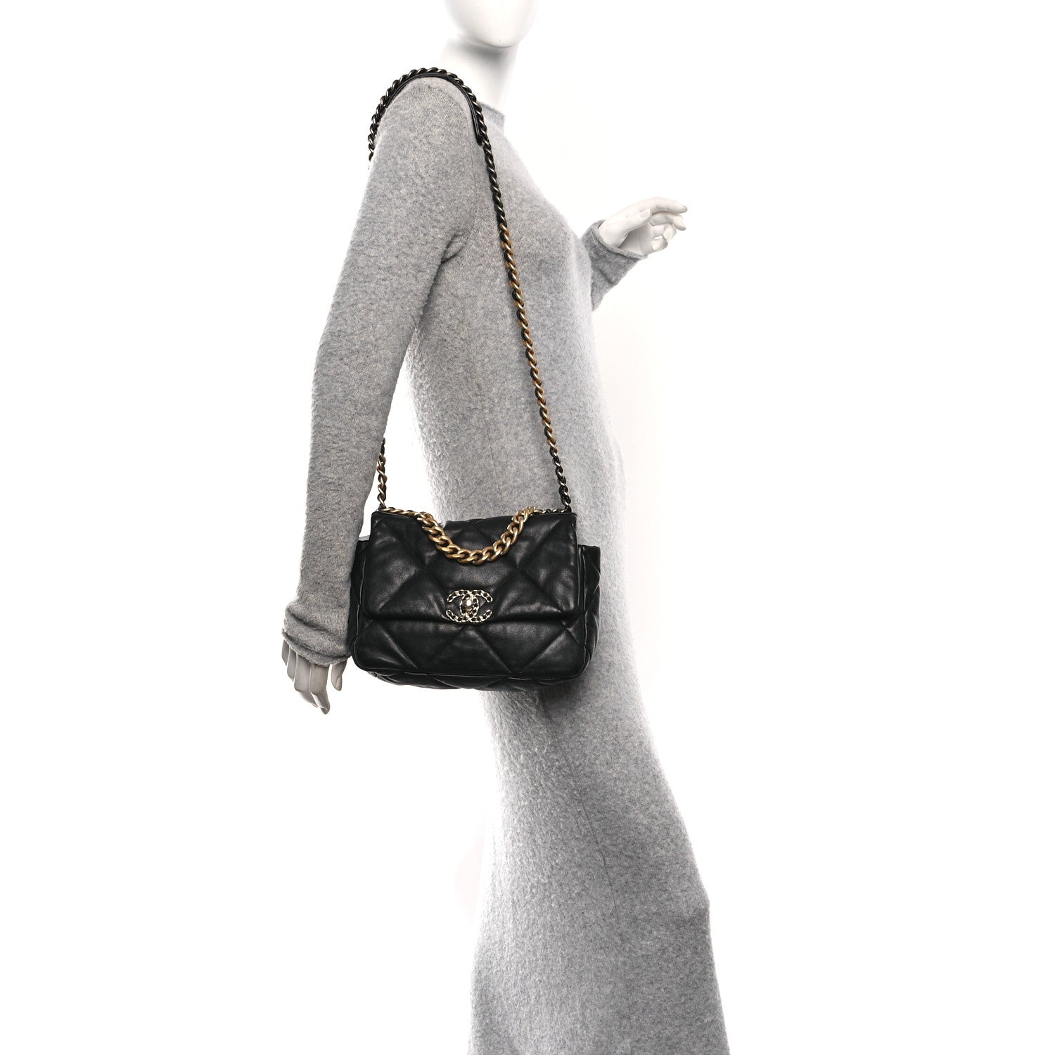 Chanel Lambskin Quilted Medium Chanel 19 Flap Black 2 of 10