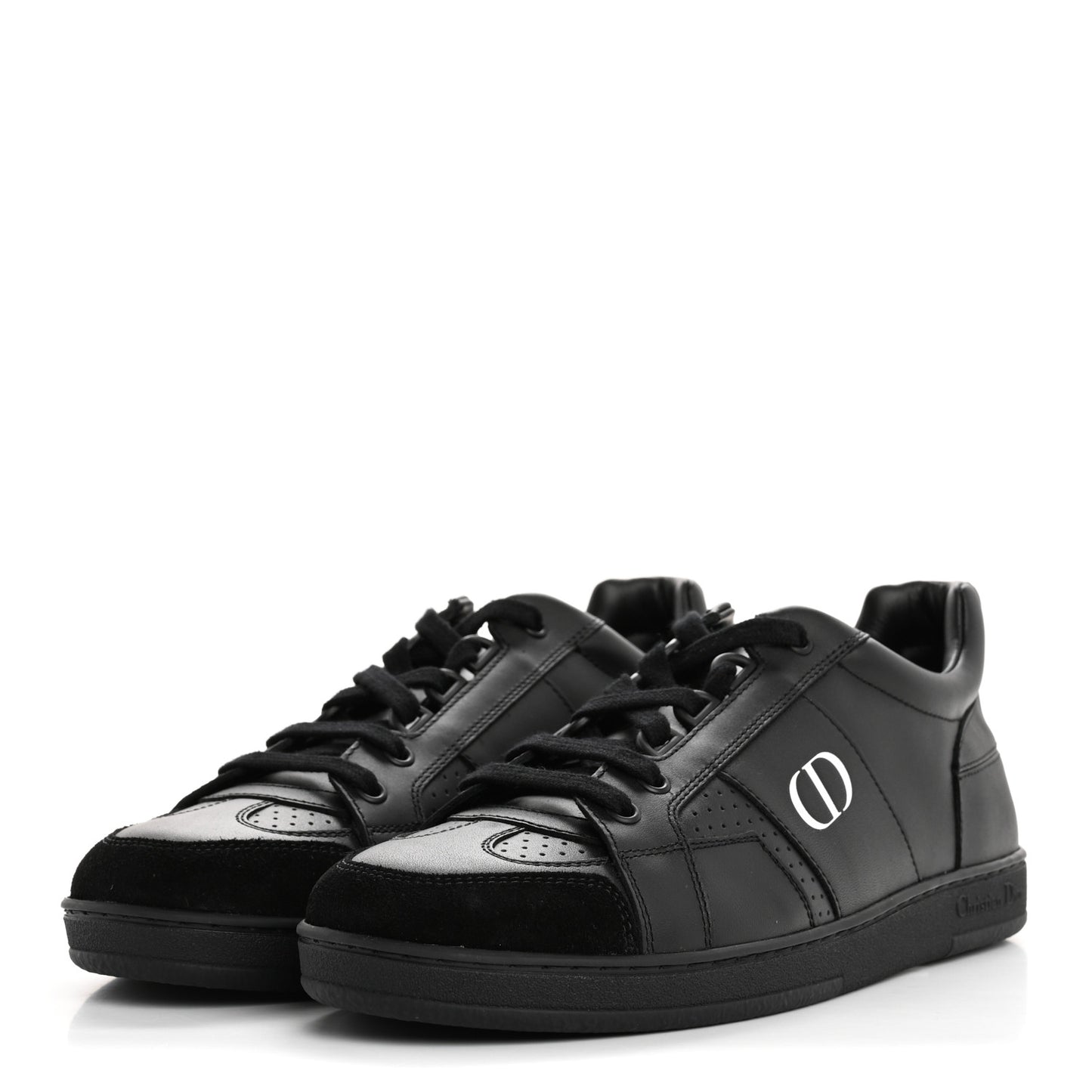 Calfskin Suede Logo Sneakers 38 Black
