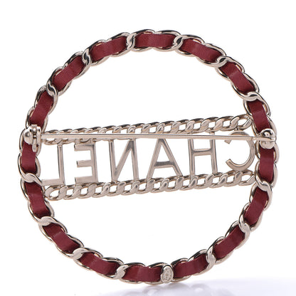 Chanel Lambskin Chain Logo Brooch Red Gold 3 of 5