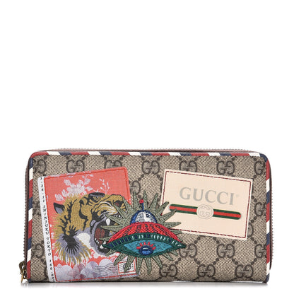 Gucci GG Supreme Monogram Courrier Embroidered UFO Zip Around Wallet 1 of 10