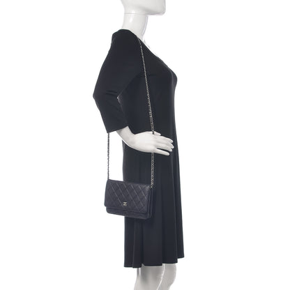 Chanel Caviar Quilted Wallet On Chain WOC Navy Blue 2 of 12