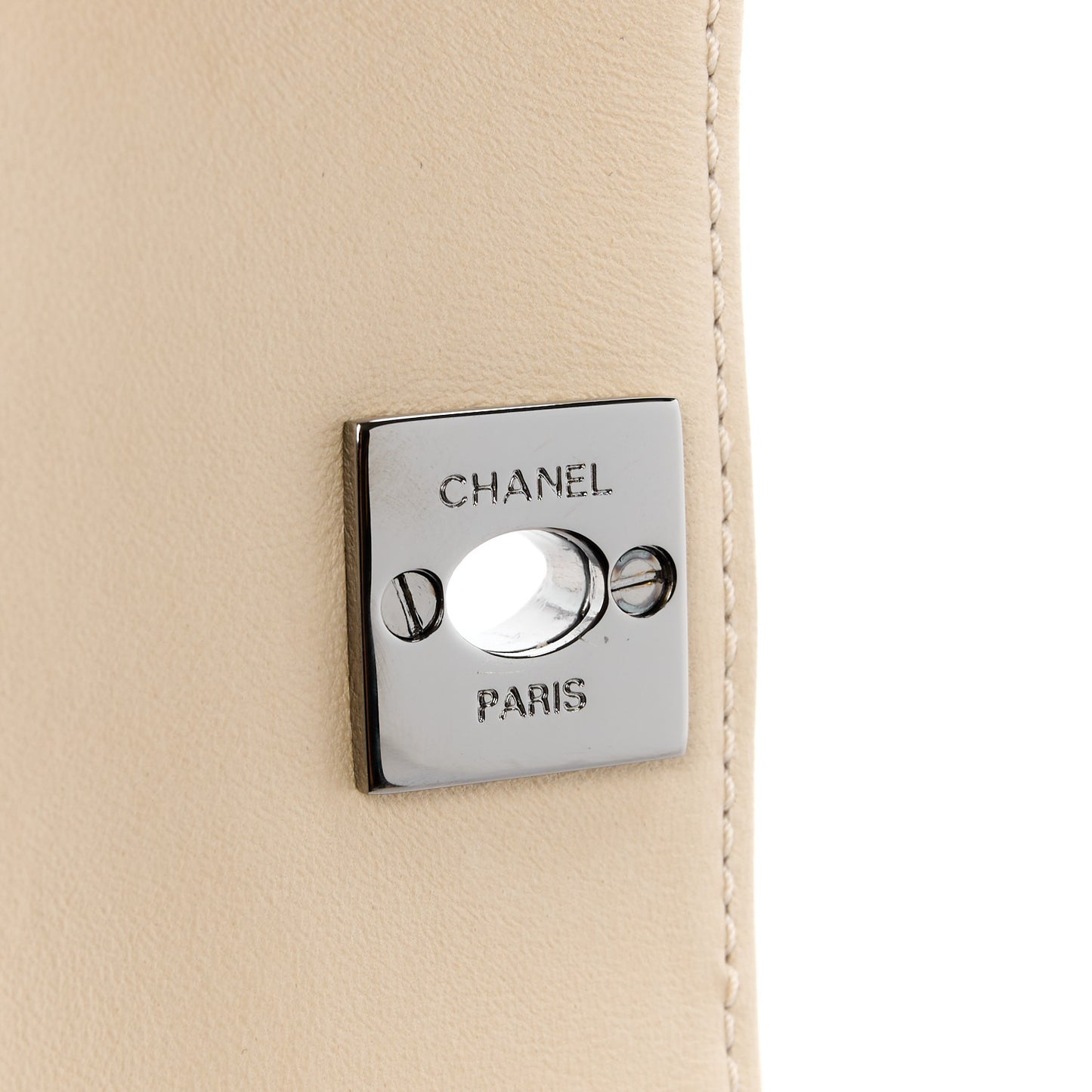 Snakeskin 3 Chain Flap Beige Clair