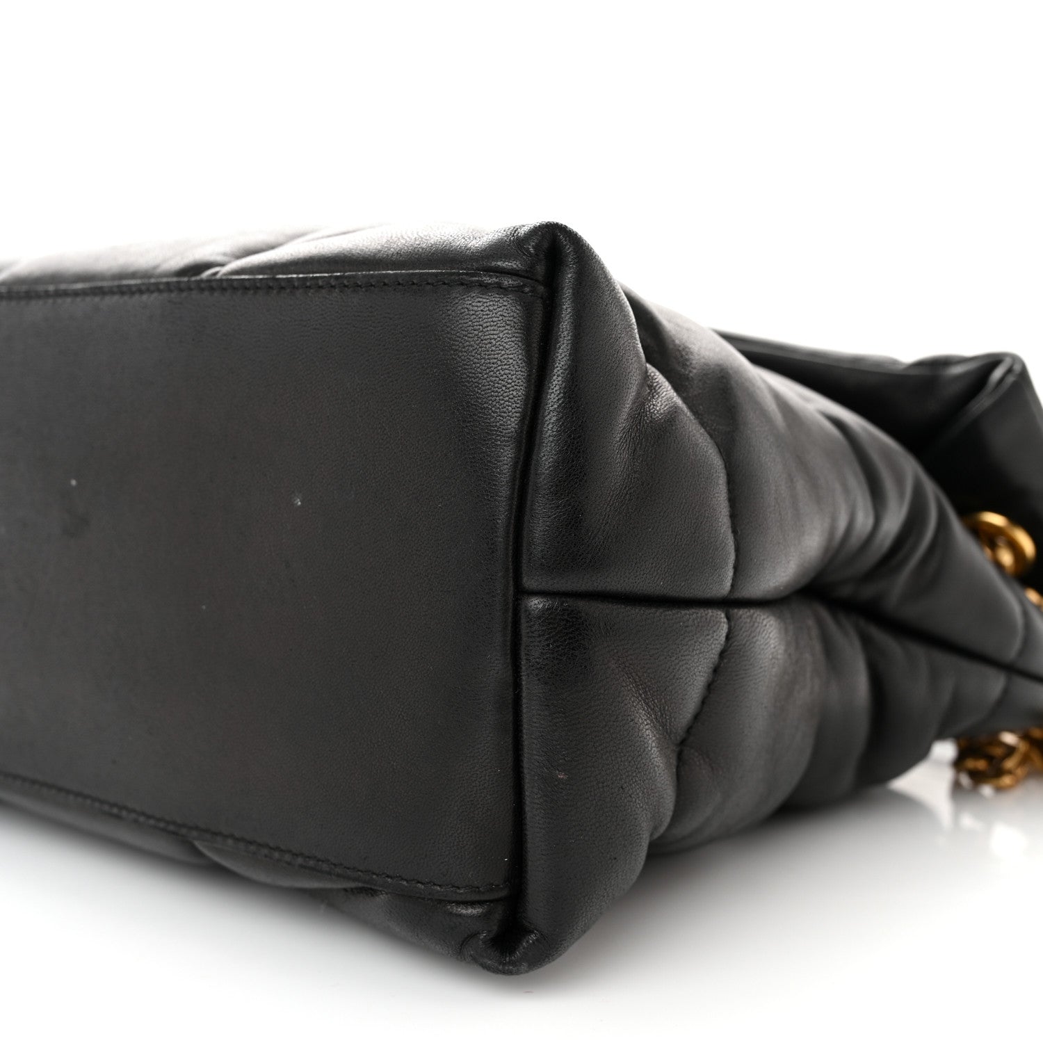 Saint Laurent Lambskin Quilted Medium Loulou Puffer Monogram Chain Satchel Black 10 of 12