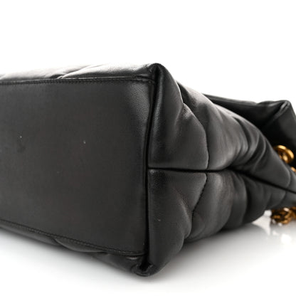 Saint Laurent Lambskin Quilted Medium Loulou Puffer Monogram Chain Satchel Black 10 of 12