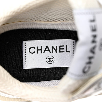 Chanel Fabric Laminated Calfskin Stretch CC Sneakers 38 White Silver 7 of 11
