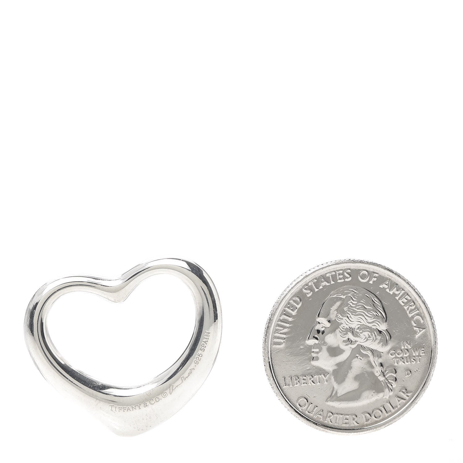 Tiffany Sterling Silver 27mm Elsa Peretti Open Heart Pendant 2 of 3
