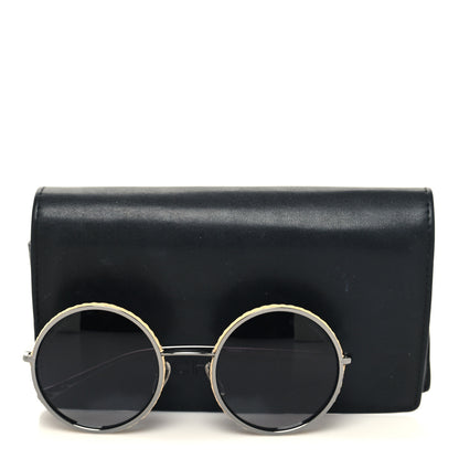 Chanel Metal Raffia Braided Round Sunglasses 4250 Ruthenium 8 of 8