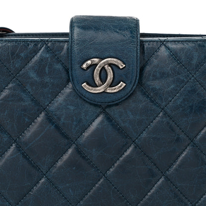 Chanel Glazed Calfskin Quilted Coco Pleats Chain Clutch Blue 8 of 11