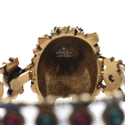 Gucci Metal Crystal Lion Head Bracelet S Aged Gold Multicolor 5 of 6