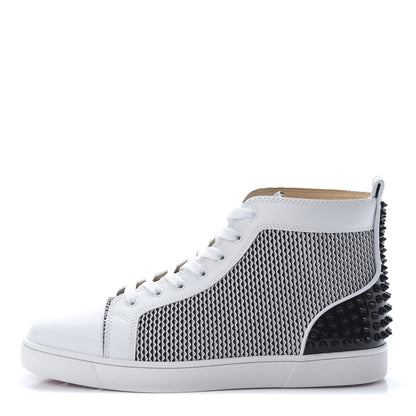 Christian Louboutin Calfskin Mesh Lou Spikes 3 Ying Yang Flat Sneakers 43.5 White Black Silver 1 of 10