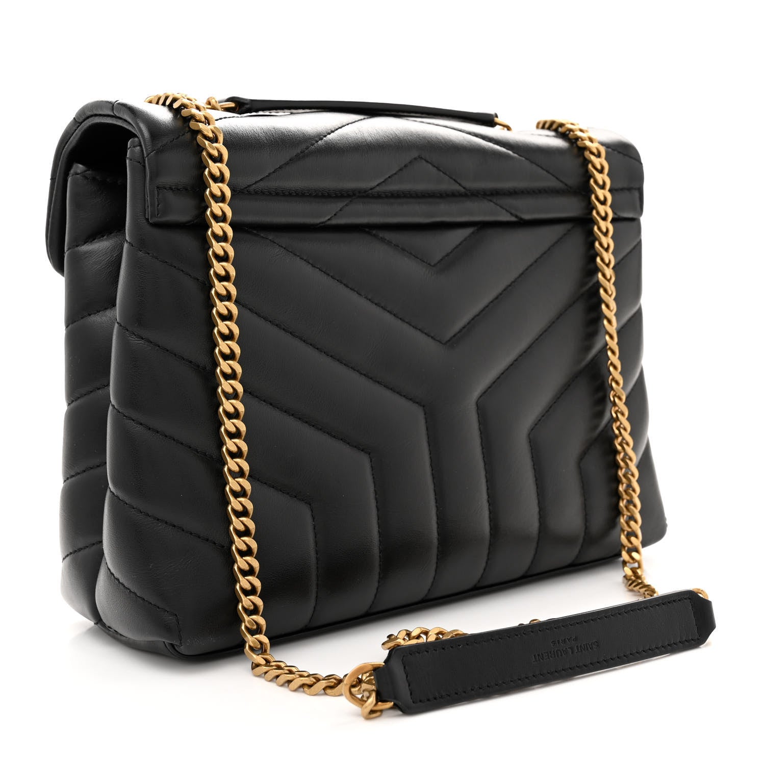 Saint Laurent Calfskin Y Quilted Monogram Small Loulou Chain Satchel Black 3 of 11