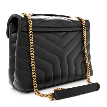 Saint Laurent Calfskin Y Quilted Monogram Small Loulou Chain Satchel Black 3 of 11