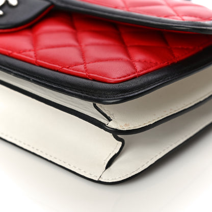Chanel Lambskin Quilted Medium Graphic Flap Red Black 10 of 12