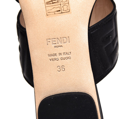 Fendi Vitello FF Embossed Flat Mules 36 Black 9 of 10