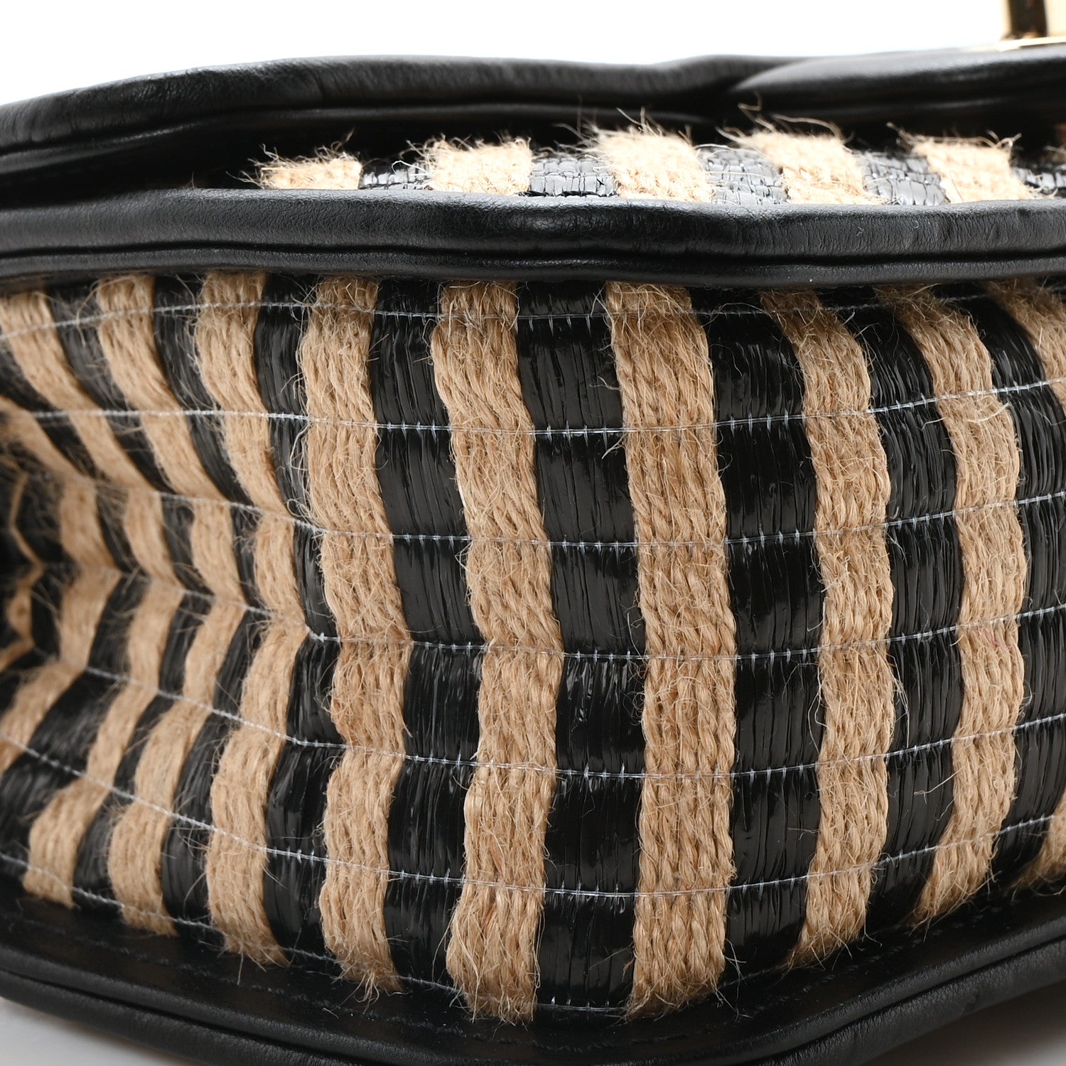 Chanel Raffia Jute Striped Small Urban Jungle Single Flap Black Beige 9 of 11