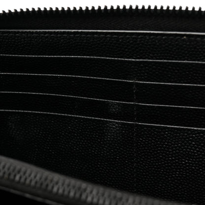 Saint Laurent Grain De Poudre Matelasse Chevron Monogram Monochrome Zip Around Wallet Black 7 of 10