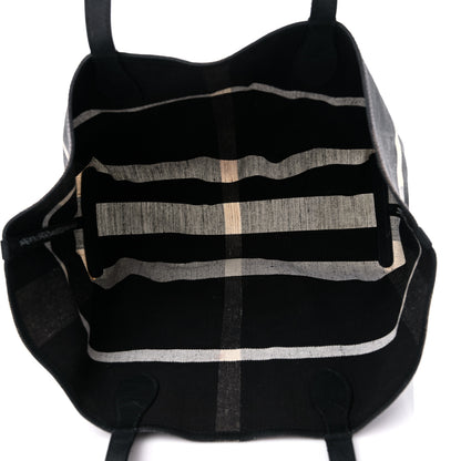 Burberry Coated Canvas Mega Check Medium Doodle Tote Black White 5 of 12