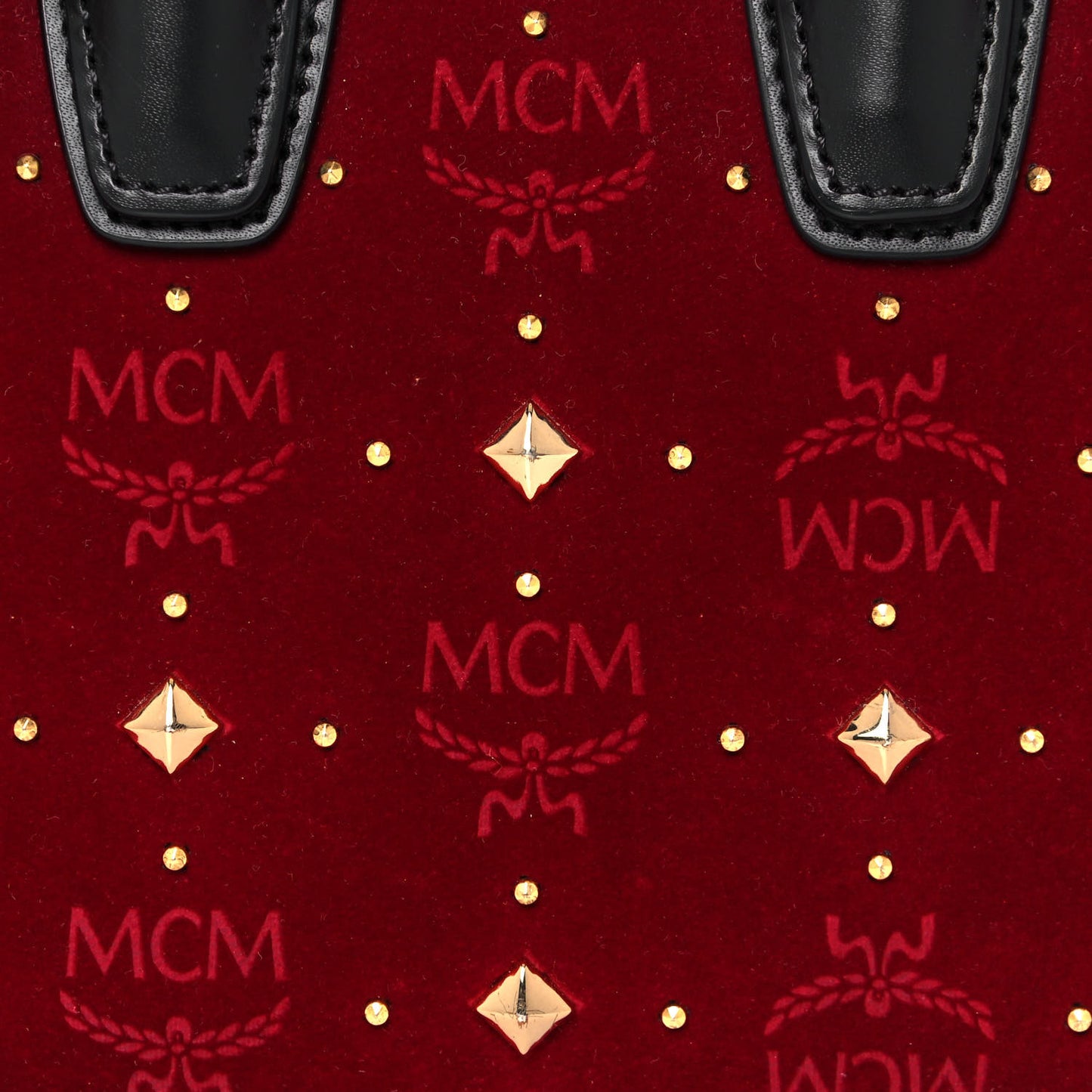 Velvet Studded Mini Insignia Milla Tote Ruby Red