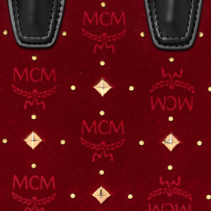 MCM Velvet Studded Mini Insignia Milla Tote Ruby Red 7 of 12