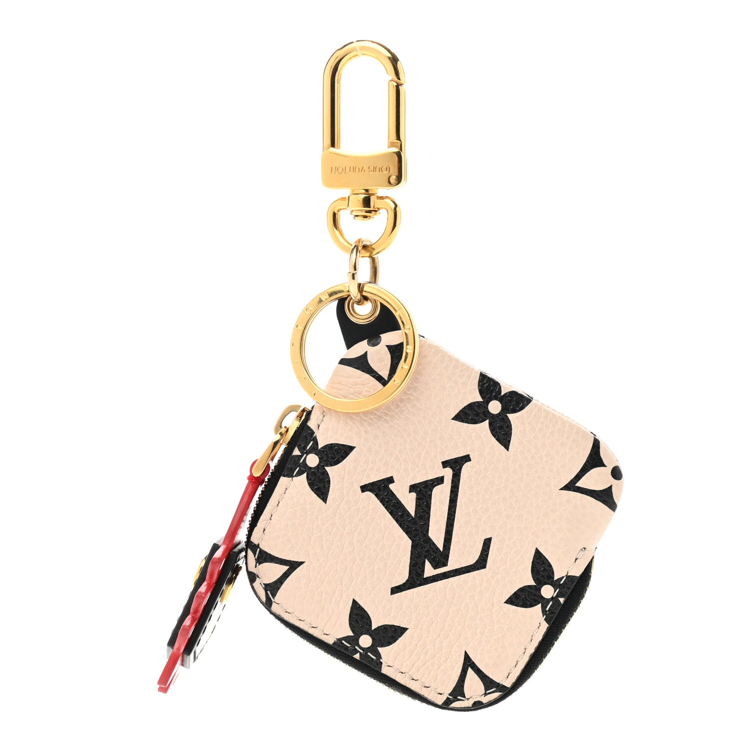 Louis Vuitton Empreinte Monogram Giant Crafty Square Pouch Bag Charm Key Holder Creme Black 1 of 6