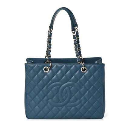 Chanel Caviar Quilted Grand Shopping Tote GST Blue 1 of 8