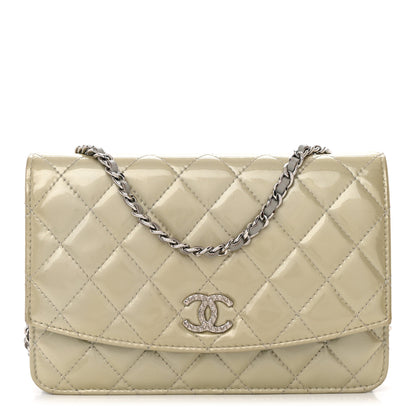 Chanel Patent Quilted Brilliant Wallet On Chain WOC Silver 1 of 14
