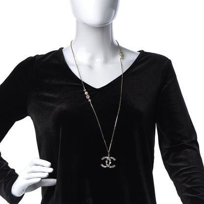Chanel Crystal CC Pendant Necklace Gold Multicolor 2 of 5