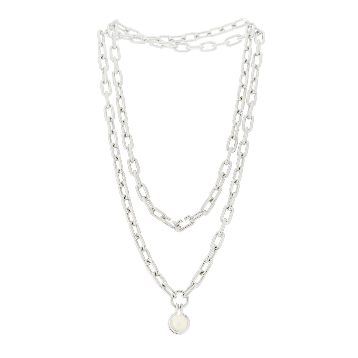 Sterling Silver Cultured Pearl HardWear Necklace
