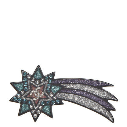 Chanel Glittered Resin Strass Shooting Star Brooch Black Purple Green 1 of 5