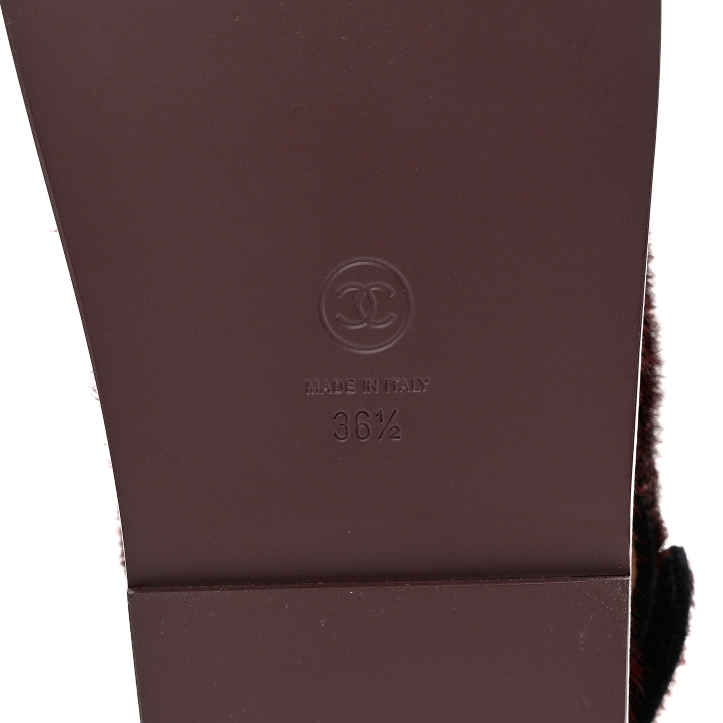 Calfskin Hair Suede Shearling Dad Sandals 36.5 Burgundy Black