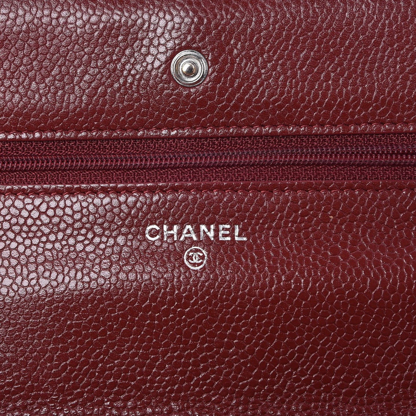 Caviar Quilted Wallet On Chain WOC Burgundy