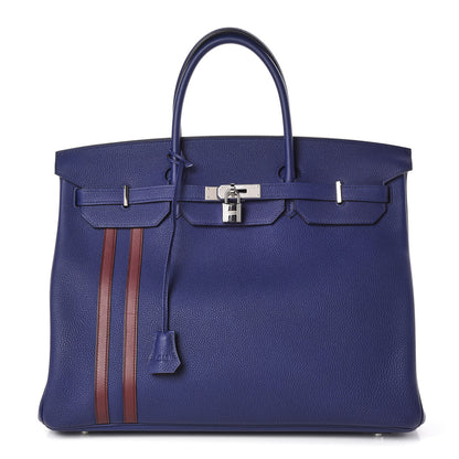 Hermes Togo Swift Officier Birkin 40 Bleu Encre Bordeaux 1 of 35