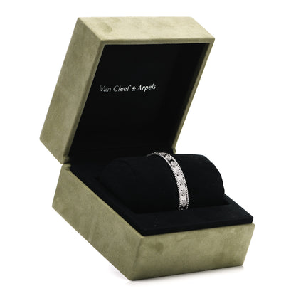 Van Cleef & Arpels 18K White Gold Diamond Perlee Clovers Bangle Bracelet M 5 of 5