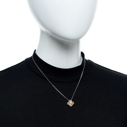Van Cleef & Arpels 18K White Rose Gold Diamond Guilloche Vintage Alhambra Pendant Necklace 2 of 5