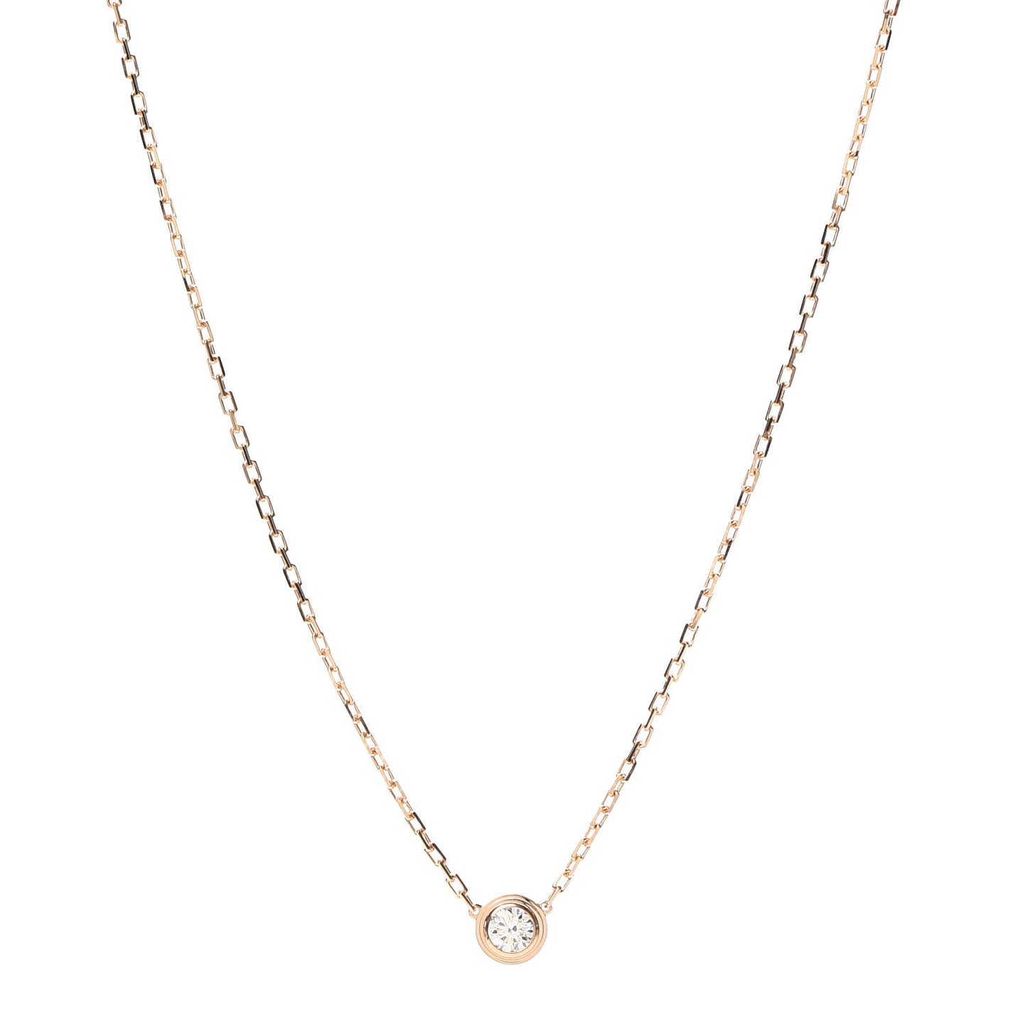 18K Pink Gold Diamond LM D'Amour Pendant Necklace
