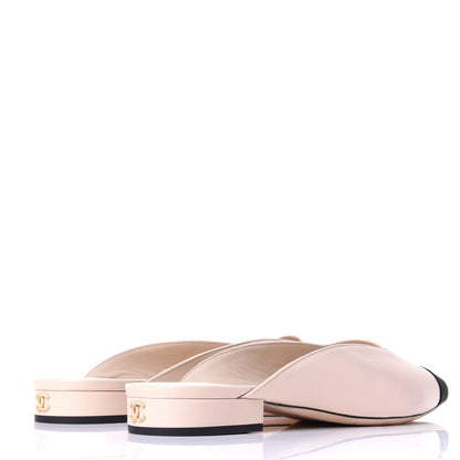 Chanel Lambskin Satin Cap Toe CC Mules 39 Pink Black 4 of 10