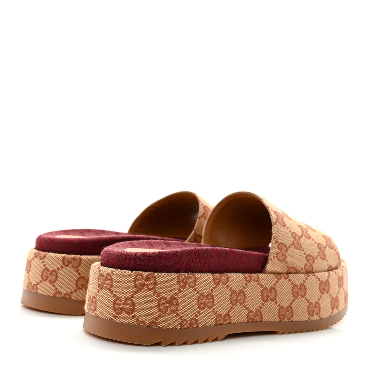 Gucci Canvas GG Monogram Angelina Platform Slide Sandals 39.5 Beige Ruggine 4 of 11